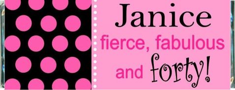 Fierce, Fabulous and Forty Candy Bars - 40th Birthday Favors