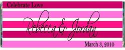 WED-16CW Pink Striped Wedding Candy Bars