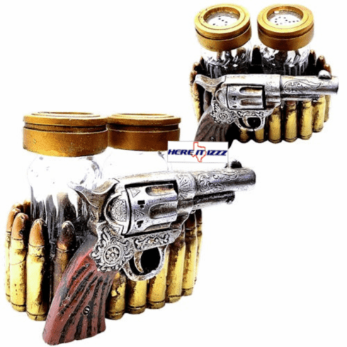 Pistol Salt and Pepper Shaker Holder