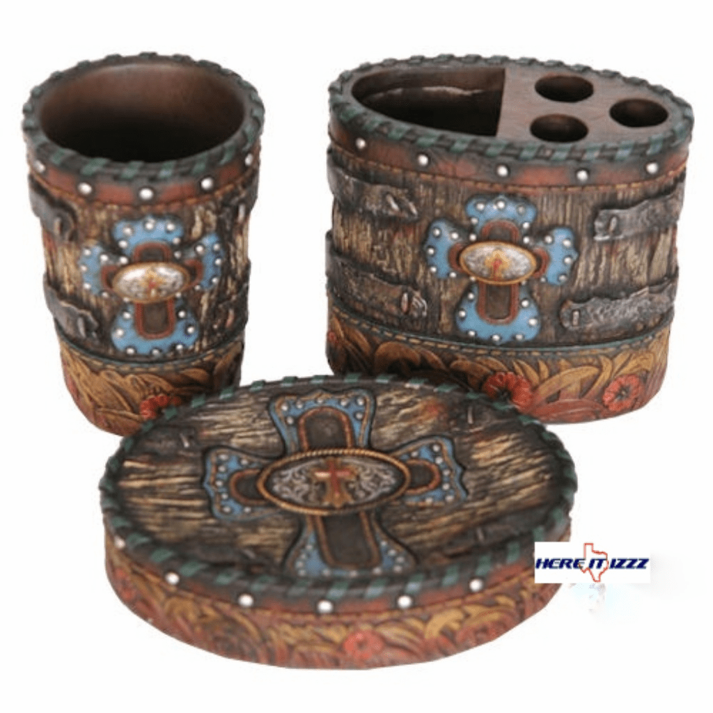 Studded Turquoise Cross Bath Set