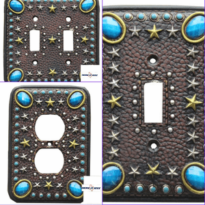 Turquoise Stone with Stars Electrical Switch Covers