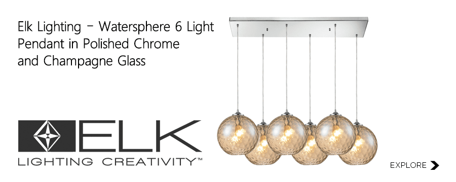 ELK LIGHTING - WATERSPHERE 6 LIGHT PENDANT IN POLISHED CHROME AND CHAMPAGNE GLASS - 31380/6RC-CMP