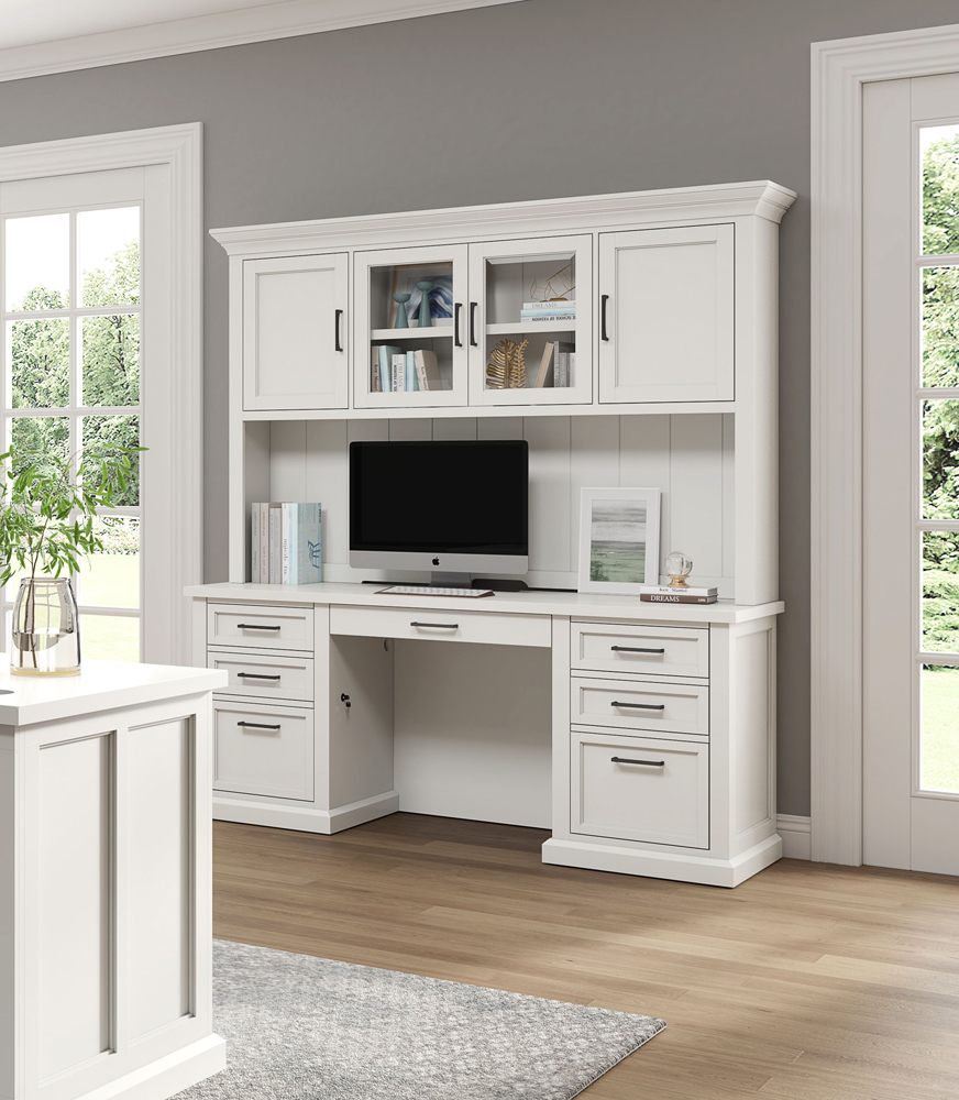 Martin Furniture - Abby - Modern Wood Hutch With Doors and Desk, Storage Hutch and Credenza ...