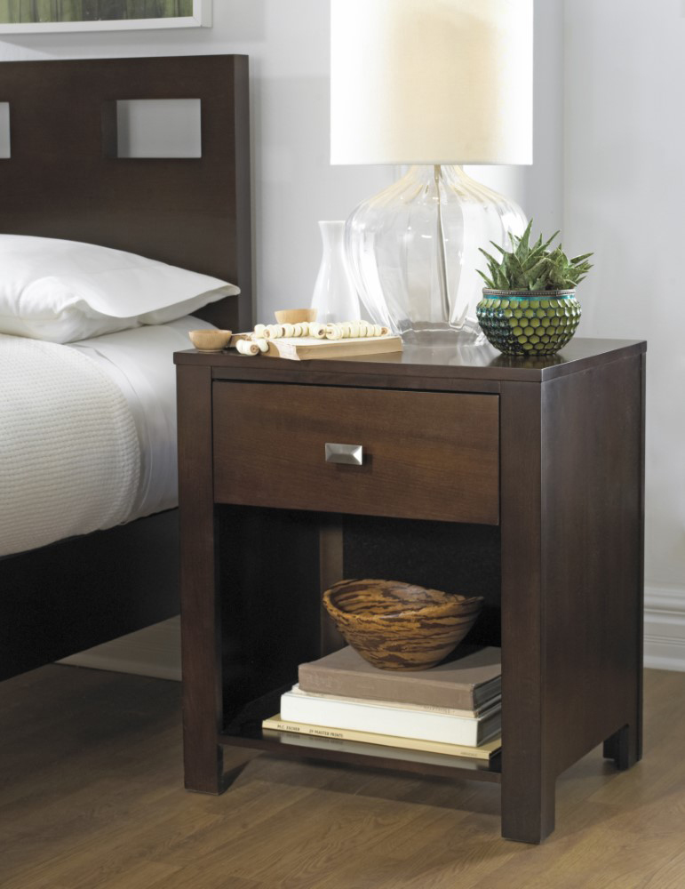 Modus Furniture Riva One Drawer Nightstand in Chocolate Brown RV2681
