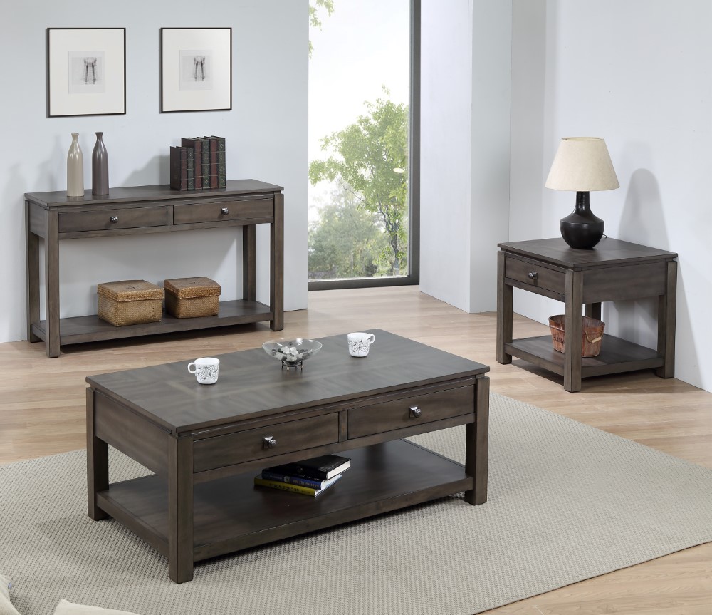 Sunset Trading - Shades Of Gray 3 Piece Living Room Table Set With ...