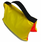 Filled Heavy Duty Saddle Sandbag 20 lb Safety Orange and Yellow
