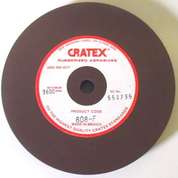 Cratex rubber wheel  FINE   6" x 1/2" x 1/2" arbor  
