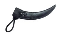Long knife scabbard, leather w/ elastic band