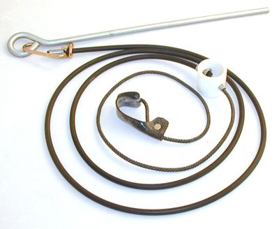 Nylon cord SLIP hitch on rubber cord with metal swivel & stakes (DOZEN) (+ freight) Nylon cord SLIP hitch on rubber cord with metal swivel & stakes (DOZEN) (+ freight)