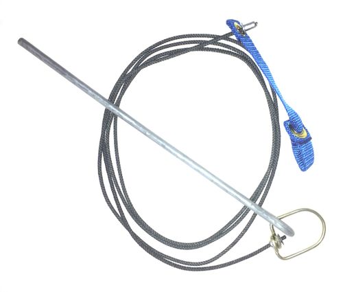 Nylon hitch on nylon cord with metal swivel & stake (EACH)