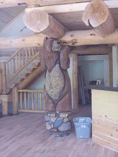 10 FT  "GRUNTING" GRIZZLY BEAR   LOG-LOFT SUPPORT