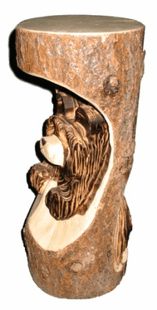 18" BEAR IN LOG CHAINSAW CARVING