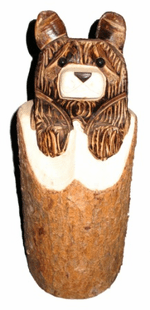 18" BEAR IN STUMP CHAINSAW CARVING