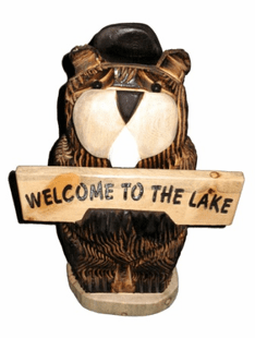 18" BEAVER HOLDING SIGN CHAINSAW CARVING