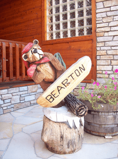 4 FOOT. TALL-"BEARTON"- SNOWBOARDING BEAR
