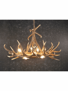 6 ANTLER ELK CHANDELIER W/3 DOWN LIGHTS