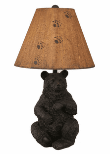 Bear Cub Lamp w/hand painted shade
