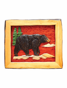 BLACK BEAR INTARSIA 18"X16"