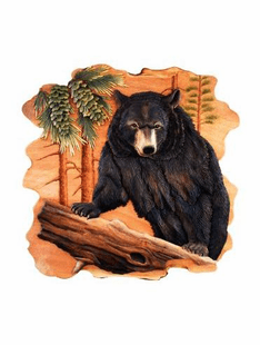 Black Bear Intarsia Cabin Wall Art