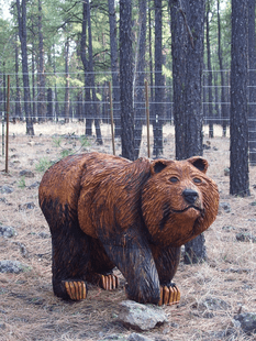 CARVED LIFESIZE GRIZZLY ON 4S