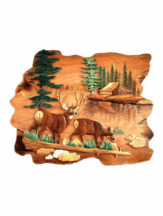 DEER INTARSIA 28"X22"