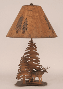 DEER WITH TREES METAL LAMP