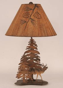 ELK AND TREES METAL LAMP