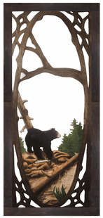 FISHING BLACK BEAR  CARVED SCREEN DOOR