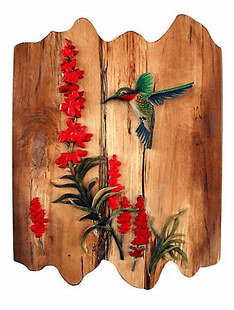 HUMMING BIRD INTARSIA 14"X18"