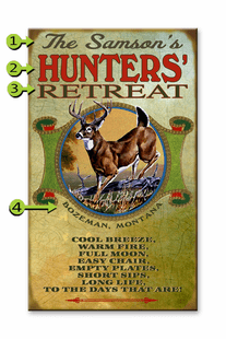 HUNTERS RETREAT PERSONALIZED SIGN- WHITETAIL