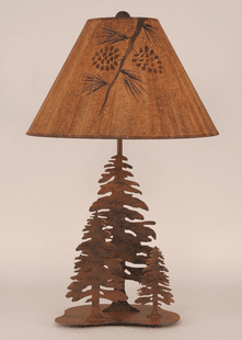 IRON PINE TREE TABLE LAMP