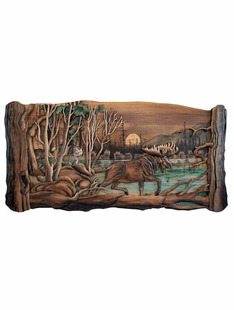 MOOSE HUNTERS WOOD INTARSIA
