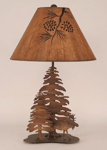 MOOSE IN TREES METAL LAMP