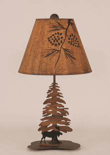 PINE TREE WITH MOOSE DESK LAMP