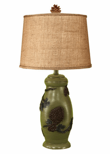 Pinecone Lamp with Real Pinecone Finial