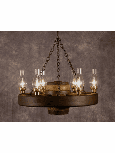 WESTERN WAGON WHEEL CHANDELIER SM.