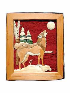 WOLF INTARSIA 16"X18"