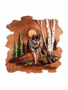 WOLF INTARSIA 24"X24"