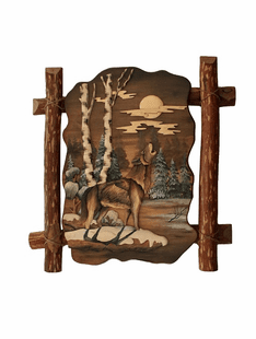 Wolf Wilderness- Log Framed Intarsia