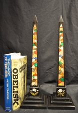 Antique Ashford marble obelisks with geometric design