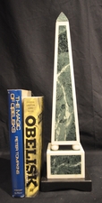 Green and white marble obelisk