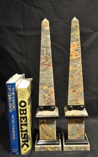 Grey & Gold Marble Obelisks with Black Accents