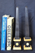 Pair of Nero Belgio and Siena marble Obelisks