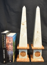 Cream marble obelisks with pink marble trim