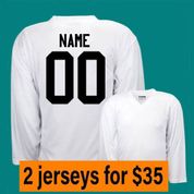 Two Ice Hockey Jerseys with Name and Number" title="Two Ice Hockey Jerseys with Name and Number