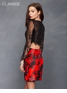 Black and Red Sexy Floral Two Piece Homecoming Dress s4808