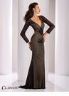 Clarisse Long Sleeve Striped Evening Gown 4850