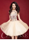 Two Piece Champagne Lace Homecoming Dress 3363