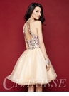 Two Piece Champagne Lace Homecoming Dress 3363