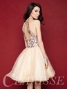 Two Piece Champagne Lace Homecoming Dress 3363